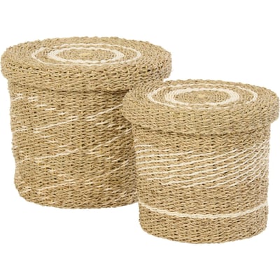 Set de 2 paniers tressés avec couvercle RECOLLECTION