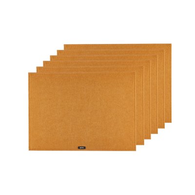 Set de table rectangulaire - 6 pièces - Feutre recyclé marron BJORN