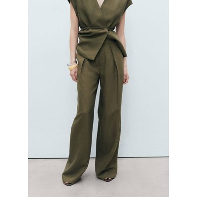Pantalon mélange de lin pinces MANGO