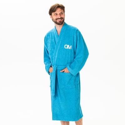 Peignoir col kimono brodé bouclette 100% coton, OM 1899 OLYMPIQUE DE MARSEILLE