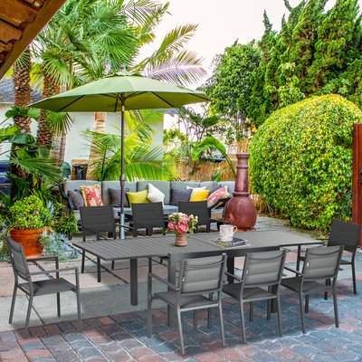 Ensemble de jardin 8 personnes table extensible gris OUTSUNNY
