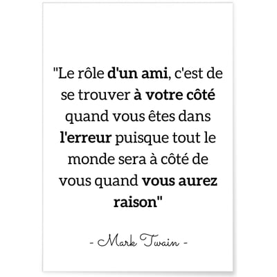 Affiche Mark Twain : 'Le rôle d'un ami...' L'AFFICHERIE
