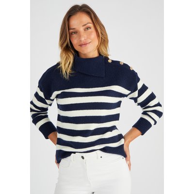 Pull marin boutonné épaule femme outlet