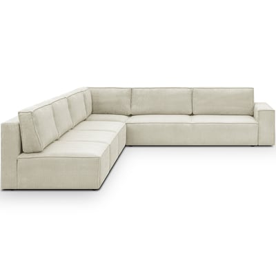 Canapé d'angle gauche convertible 10 places en velours côtelé - HARPER MOD HOMIFAB