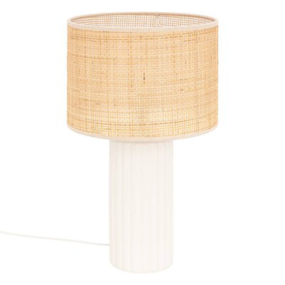 Lampe à poser en céramique abat-jour en rotin ajouré TYLIA ATMOSPHERA