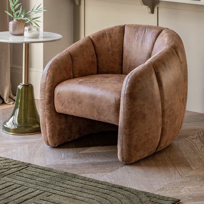 Carleton Quilted Antique Leather Mid-Century Tub Chair SO'HOME