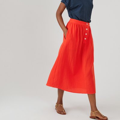 Jupon en gaze de coton, longueur midi LA REDOUTE COLLECTIONS