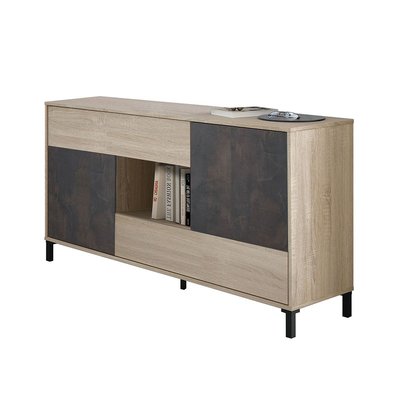 Buffet 2 portes,  2 tiroirs et 1 niche de rangement L151 cm - Oxys CALICOSY