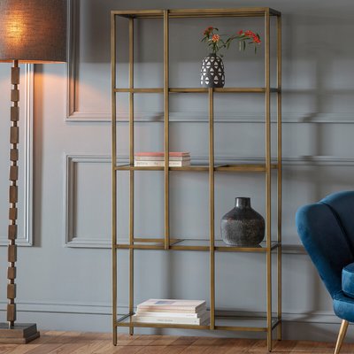 Aligarh Luxe Smoked Glass & Metal Display Unit SO'HOME