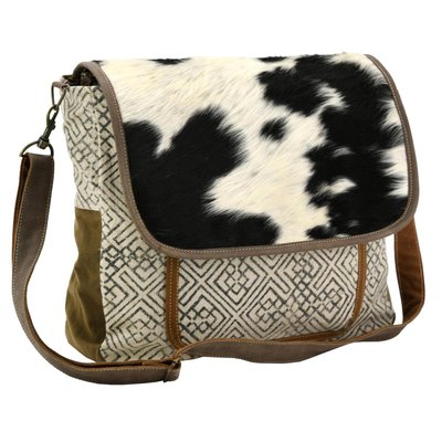 Sac à bandoulière en coton et peau de vache AUBRY GASPARD