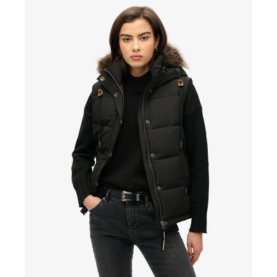 Doudoune noir fausse fourrure noir femme La Redoute