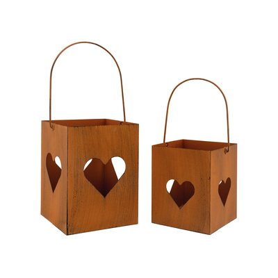 Photophore de jardin en métal rouillé (Lot de 2) AUBRY GASPARD