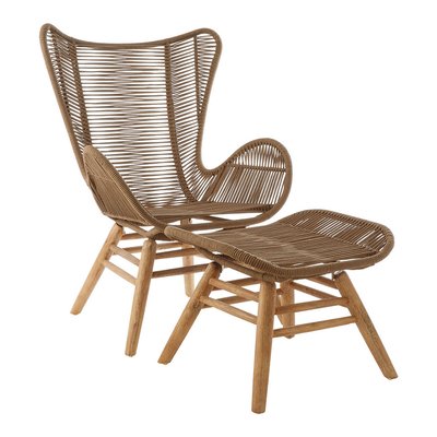 Natural Rope Lounge chair and Footstool set - Latte SO'HOME