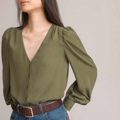 Blouse met V-hals, lange mouwen LA REDOUTE COLLECTIONS