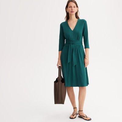 Vestido evasé, largo midi, 3/4, mangas 3/4 ANNE WEYBURN