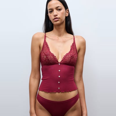 Caraco fines bretelles SYLVANA en modal et dentelle MONOPRIX