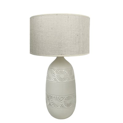 Lampe en terre cuite avec abat-jour jute, KÉO MAYA GERARD LAMY
