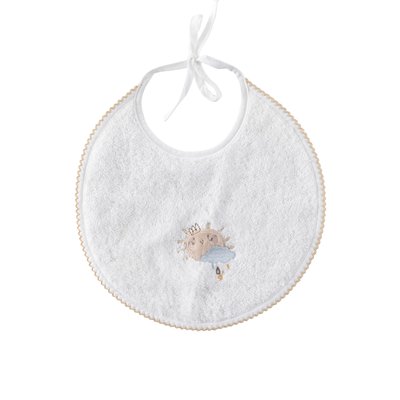 Mini bavoir coton bio BIENVENUE CARRE BLANC