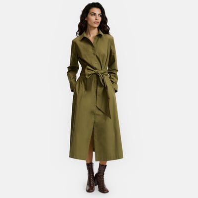Robe chemise midi à manches longues et ceinture à nouer  LA REDOUTE COLLECTIONS