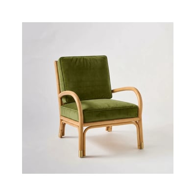 Fauteuil rotin et velours RIVIERA KOK