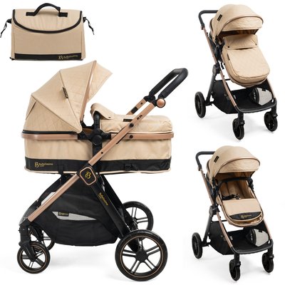 Bebelissimo - Poussette transformable - combinée - 2 en 1 - poids 0-22kg - IRIS- beige BEBELISSIMO J'AIME