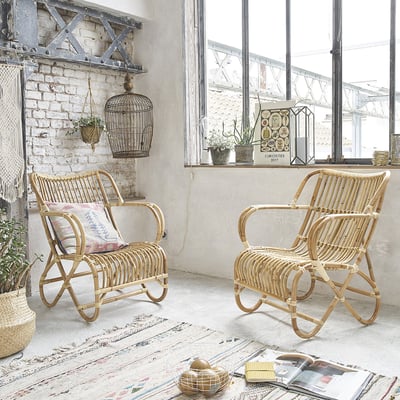 Lot de 2 fauteuils en rotin  PAOLA BERAH GETAH