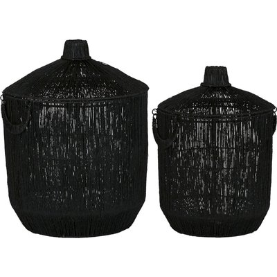 Panier déco jute et métal  avec couvercle style colonial RECOLLECTION