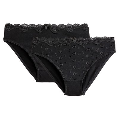 Lot de 2 slips en coton brodé Galya LA REDOUTE COLLECTIONS
