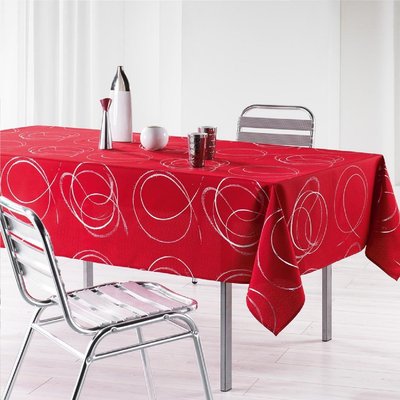 Nappe en polyester Argent Bully rouge 150 x 240 cm DOUCEUR D'INTÉRIEUR
