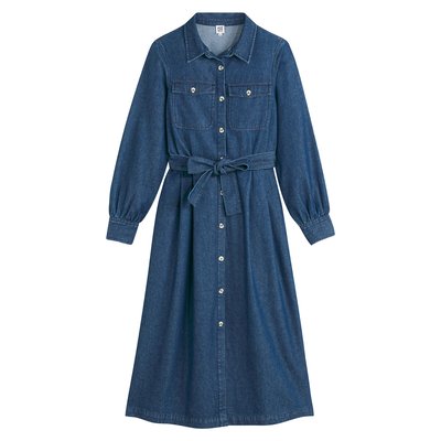 Robe chemise longue en jean, manches longues LA REDOUTE COLLECTIONS