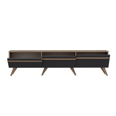 Meuble TV 3 Portes Gris Anthracite L180 cm - AMSTERDAM CALICOSY