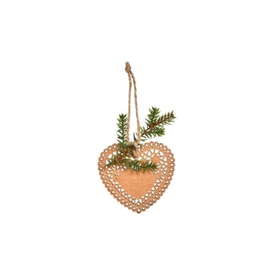 Suspension de noël coeur avec pin décorative en bois H20 SIA DECO