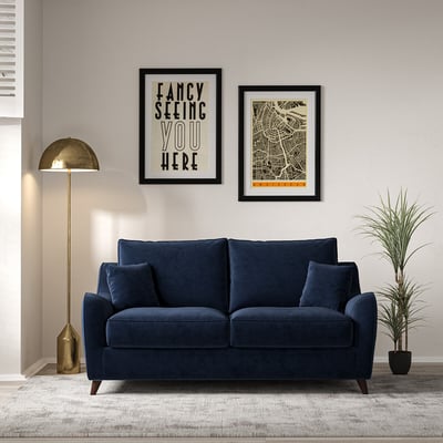 Amelia Velvet 2 Seater Sofa with Dark Wood Legs ÉDITÉ