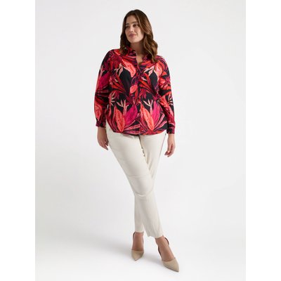 Chemise en crêpe de viscose imprimé feuillage, col et fentes dans le bas, idéale du matin au soir FIORELLA RUBINO