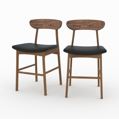 Lot de 2 chaises pour îlot central en cuir synthétique 66 cm - LANA RENDEZ-VOUS DÉCO