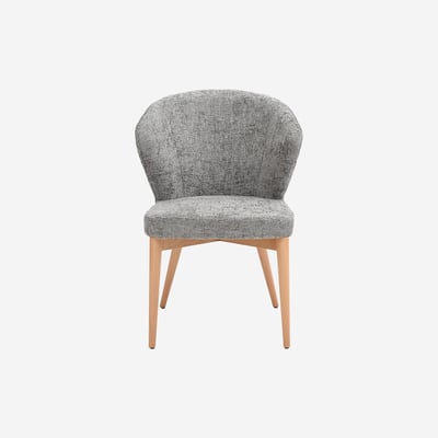 Lot de 2 chaises en tissu chenille et bois massif couleur chêne LURIS HABITAT