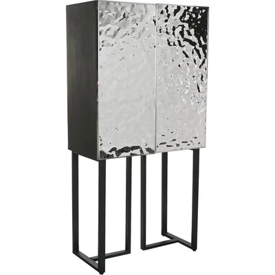 Buffet en métal argenté effet miroir style contemporain chic RECOLLECTION