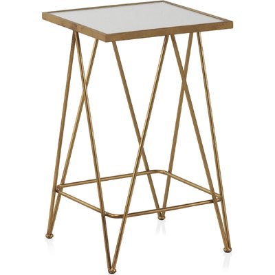 Table d appoint dorée en métal avec plateau miroir vintage RECOLLECTION