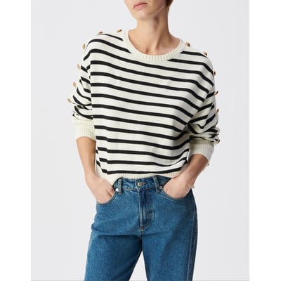 Maglia alla marinara con scollo rotondo e maniche abbottonate IKKS