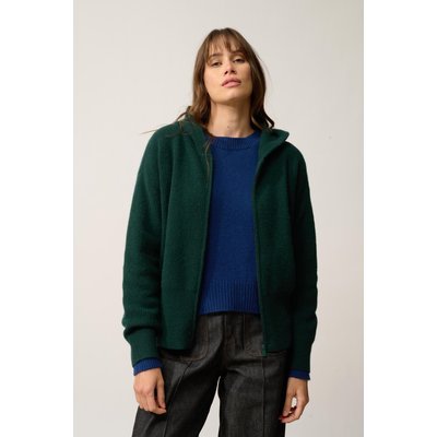 Gilet Zippé Capuche Cyprès Helga JUST CASHMERE