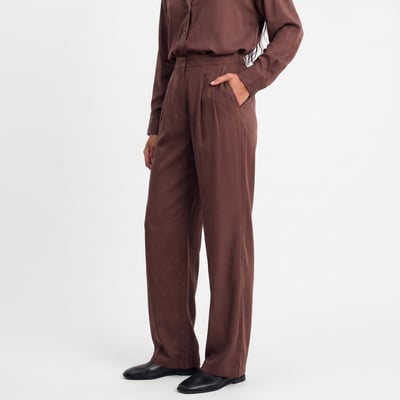 Pantalon taille haute à plis devant et jambe fluide ORENA ARTLOVE