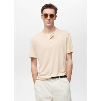 T-shirt lin boutonné MANGO MAN