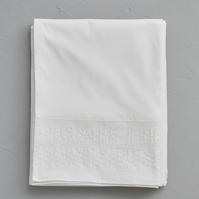 Drap plat brodé ANECDOTES BLANC SYLVIE THIRIEZ