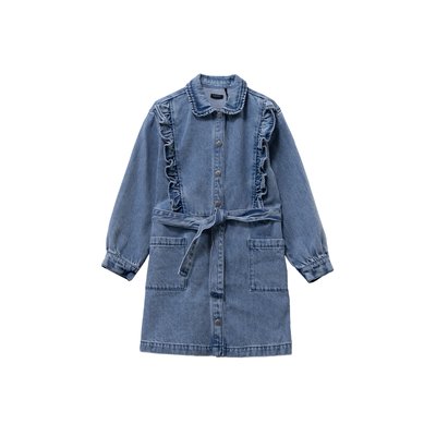 Robe en jean ceinturée détails volants IKKS