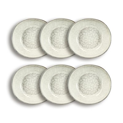 Lot de 6 assiettes creuses en grès 21cm, BORAL OGO LIVING