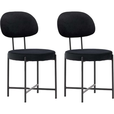 Chaise en tissu velours et acier noir Stella (Lot de 2) VENTURE HOME
