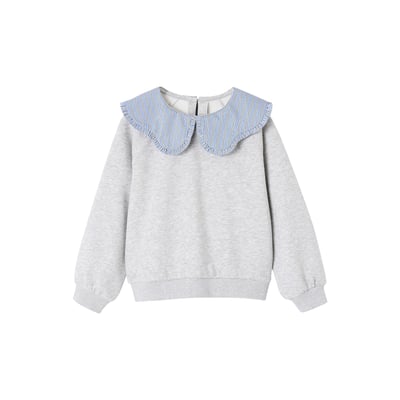 Sweat col brodé message flock velours VERTBAUDET