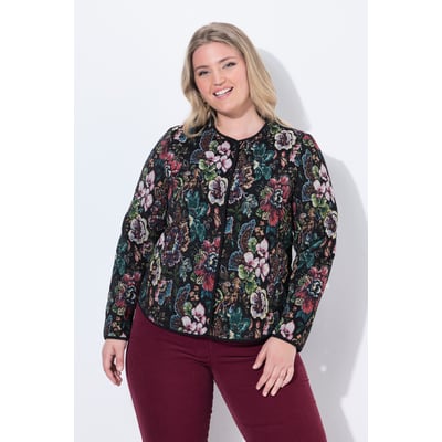 Veste motif Jacquard à fleurs, passepoil ULLA POPKEN