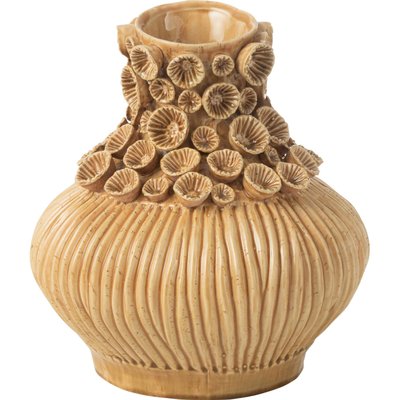 Vase gourd corail en argile ocre  poterie artisanale RECOLLECTION