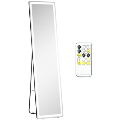 Miroir LED sur pied ou mural réglable avec télécommande noir HOMCOM
